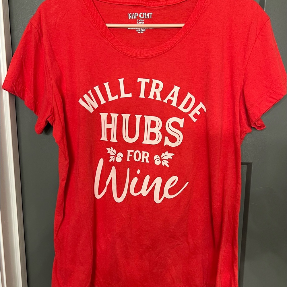 Red Graphic Women's Funny Tee by Nap Chat size Large